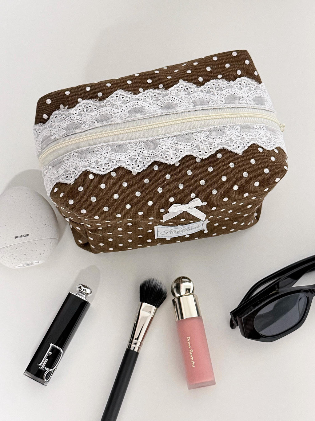 The Polka Dot Charm Quilted Makeup Bag: Style Travel Cosmetic Organizer Zipper Pouch