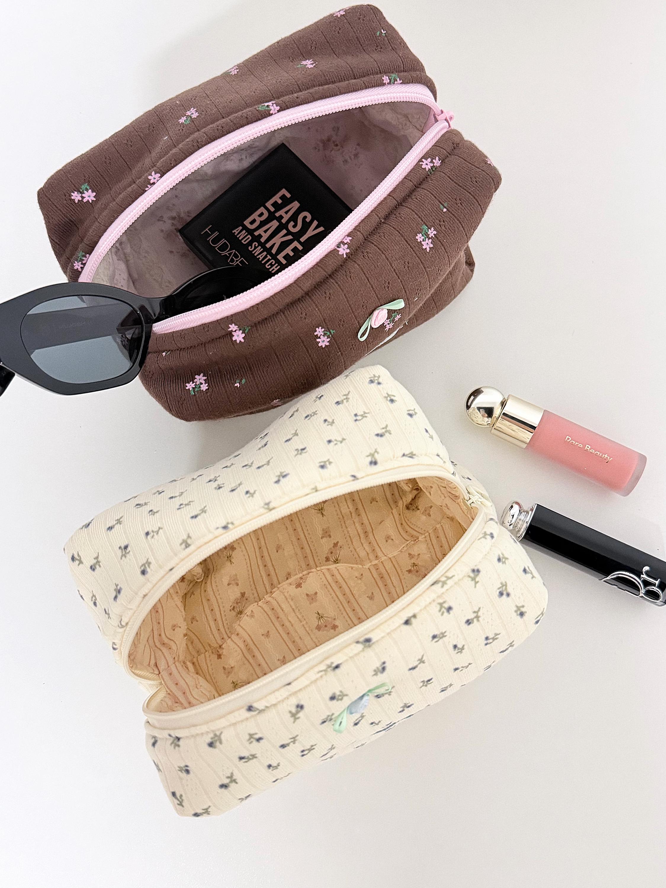 Floral Charm Cosmetic Bag – Cottagecore Travel Organizers Zipper Pouch