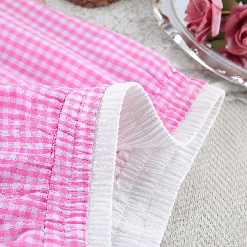 Pink Plaid Pajama Set: Cotton Blend Sleepwear, Family Loungewear Gift for her