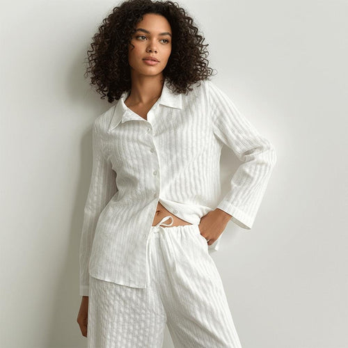 Cotton White Pajama Set: Women's Relaxed Fit Loungewear