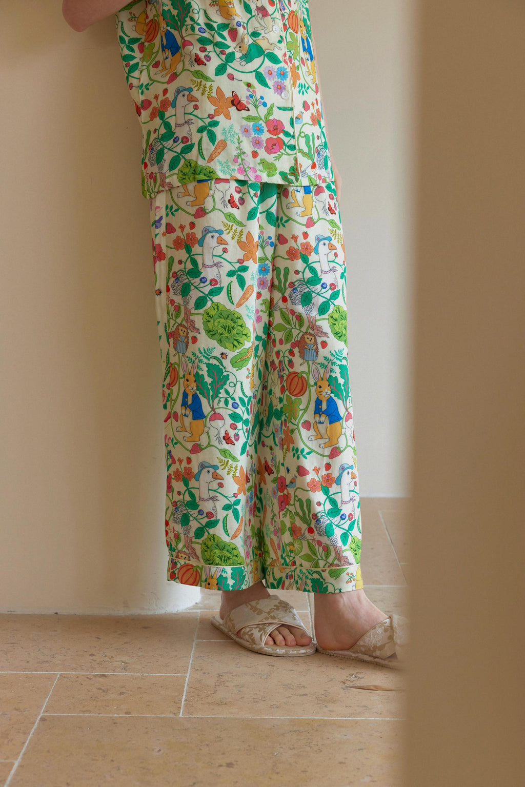 Bamboo Cotton Pajama Set: Botanical Print Loungewear