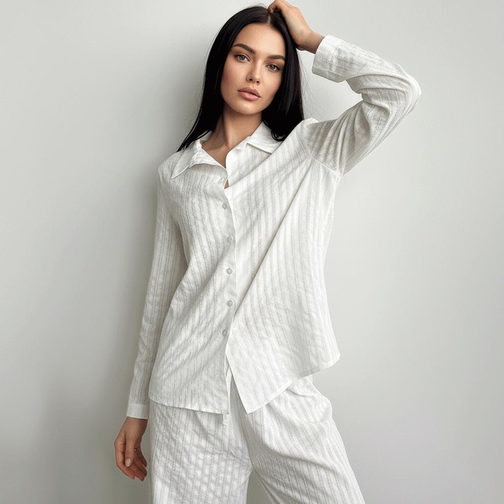 Cotton White Pajama Set: Women's Relaxed Fit Loungewear