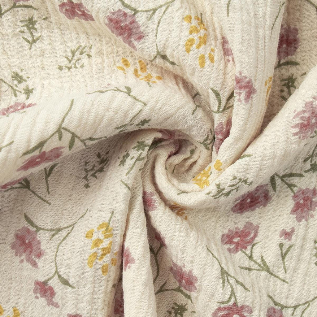 Floral Muslin cozy Pajama Set: Ruffle Trim 100% Cotton Sleepwear
