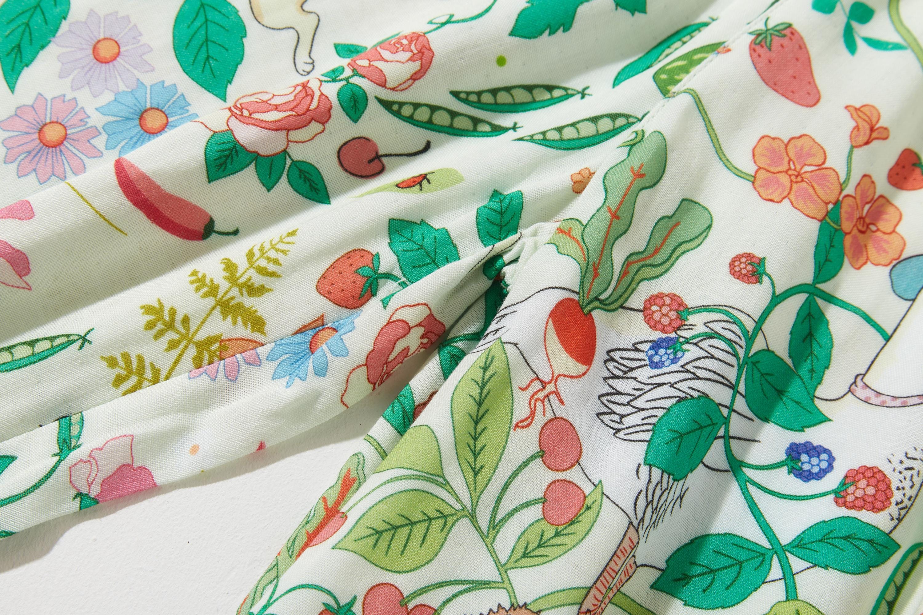 Bamboo Cotton Pajama Set: Botanical Print Loungewear