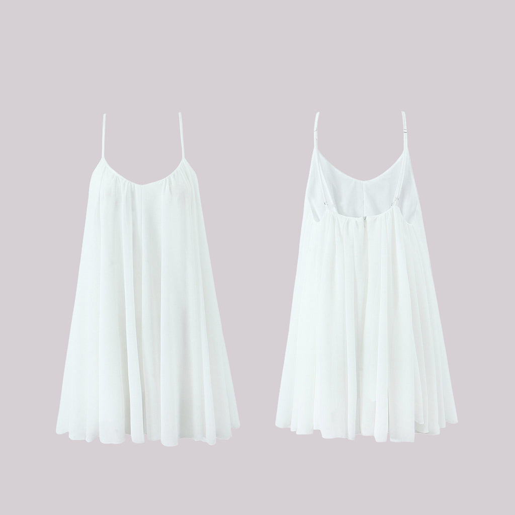 White V-Neck Chemise, Flowy Resort Loungewear