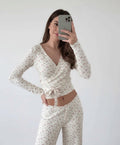 Floral Cotton Pajama Set: Long Sleeve Loungewear Party Gifts Bridesmaids Gift