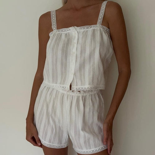 Cotton Pajamas Set for Women - Double Gauze Fabric Top with Shorts Lightweight PJs