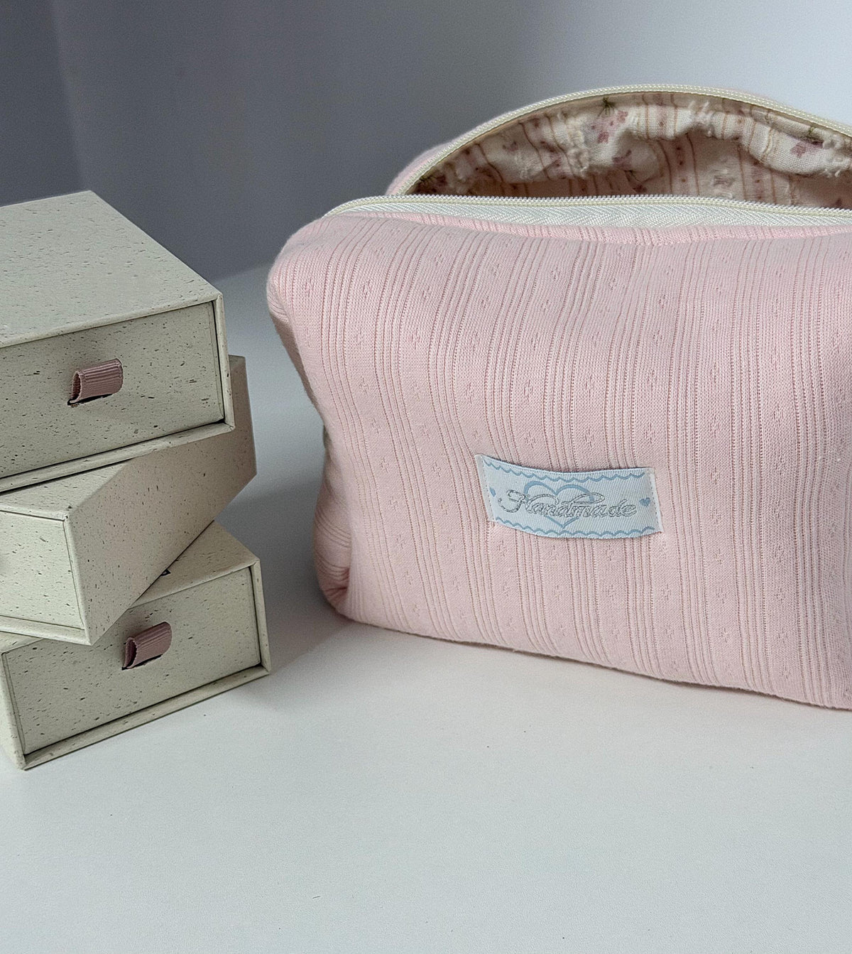 Soft Pink Makeup Bag:  Quilted Cotton Cosmetic Bag, Personalized Gift, Toiletry Bag Women, Makeup Bag, Snack Bag Pouch Travel Bag