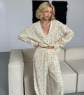 Floral Muslin cozy Pajama Set: Ruffle Trim 100% Cotton Sleepwear