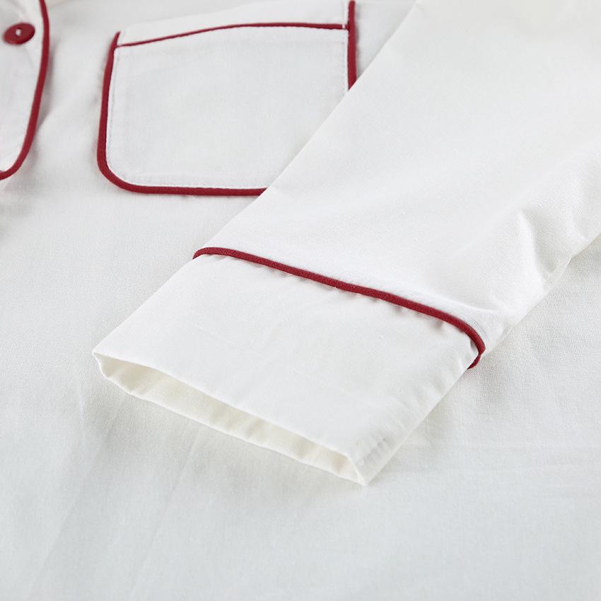 Cozy Women's Pajama Set, 100% Cotton Sleepwear, Loungewear, Red Accent PJ Set