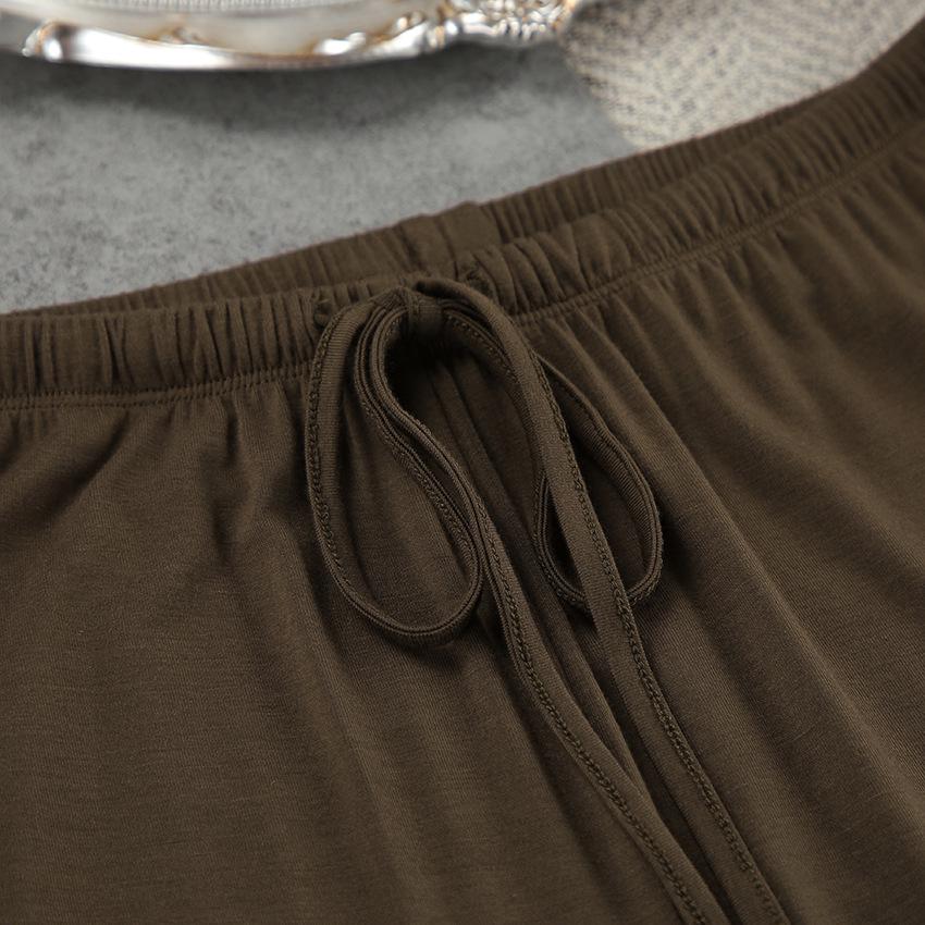 Dark Brown Modal Pajama Set, Long Sleeve Bridal PJs