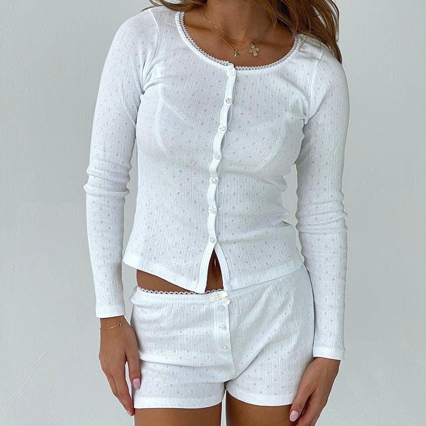 Women Loungewear Long sleeve Pajama Clothes Lounge Soft Top for Sleep BFF Gift