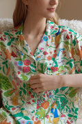 Bamboo Cotton Pajama Set: Botanical Print Loungewear