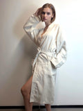 Linen Kimono Robe: Mid-Calf Wrap Dress, Bridal Dressing Gown
