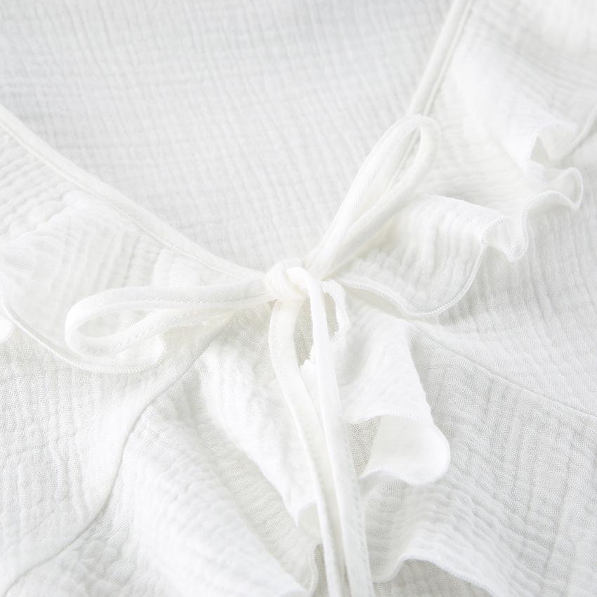 White Muslin Pajama Set: Ruffle Cotton Loungewear Bridal Gift
