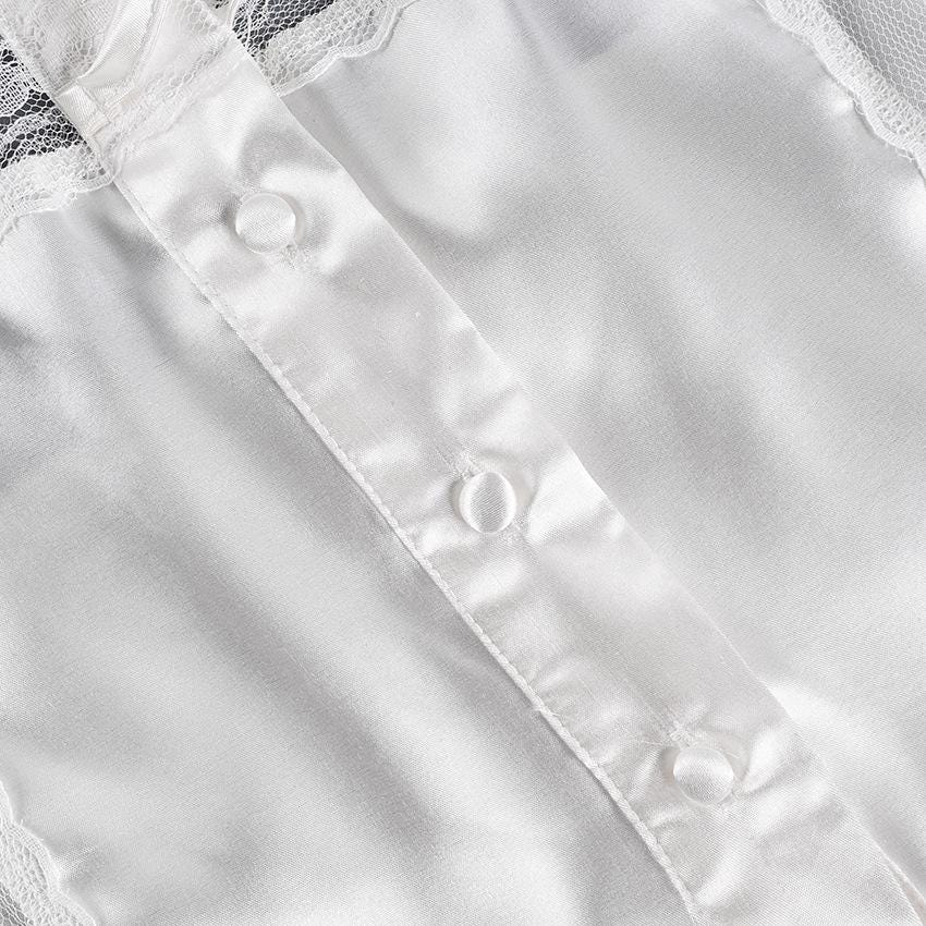 White Lace Satin Pajama Set, Bridal Sleepwear, Elegant Cami and Pants