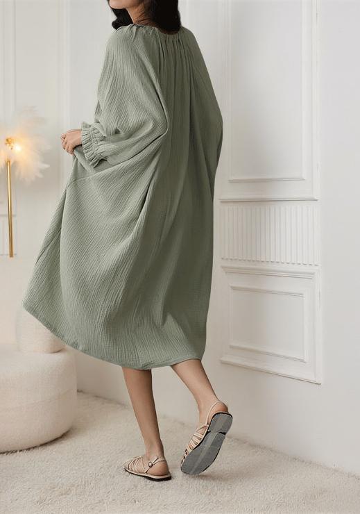 Long Sleeved Softened Coton Nightgown, Muslin Cotton nightdress Relaxed dress