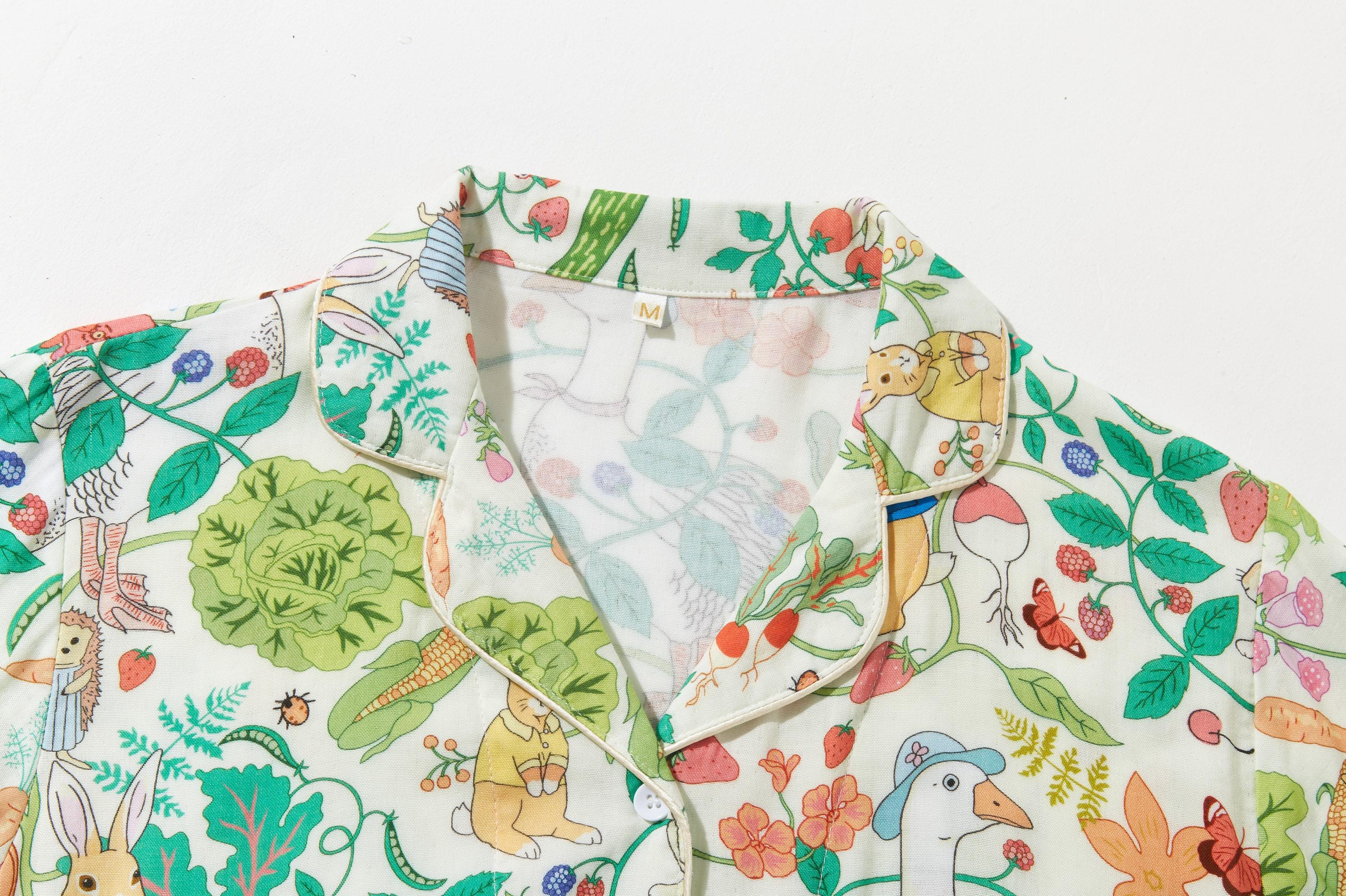 Bamboo Cotton Pajama Set: Botanical Print Loungewear