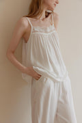 Women's Soft White Lace-Trimmed Viscose Sleepwear Set - Elegant Loungewear for Comfort & Style Deep Pockets