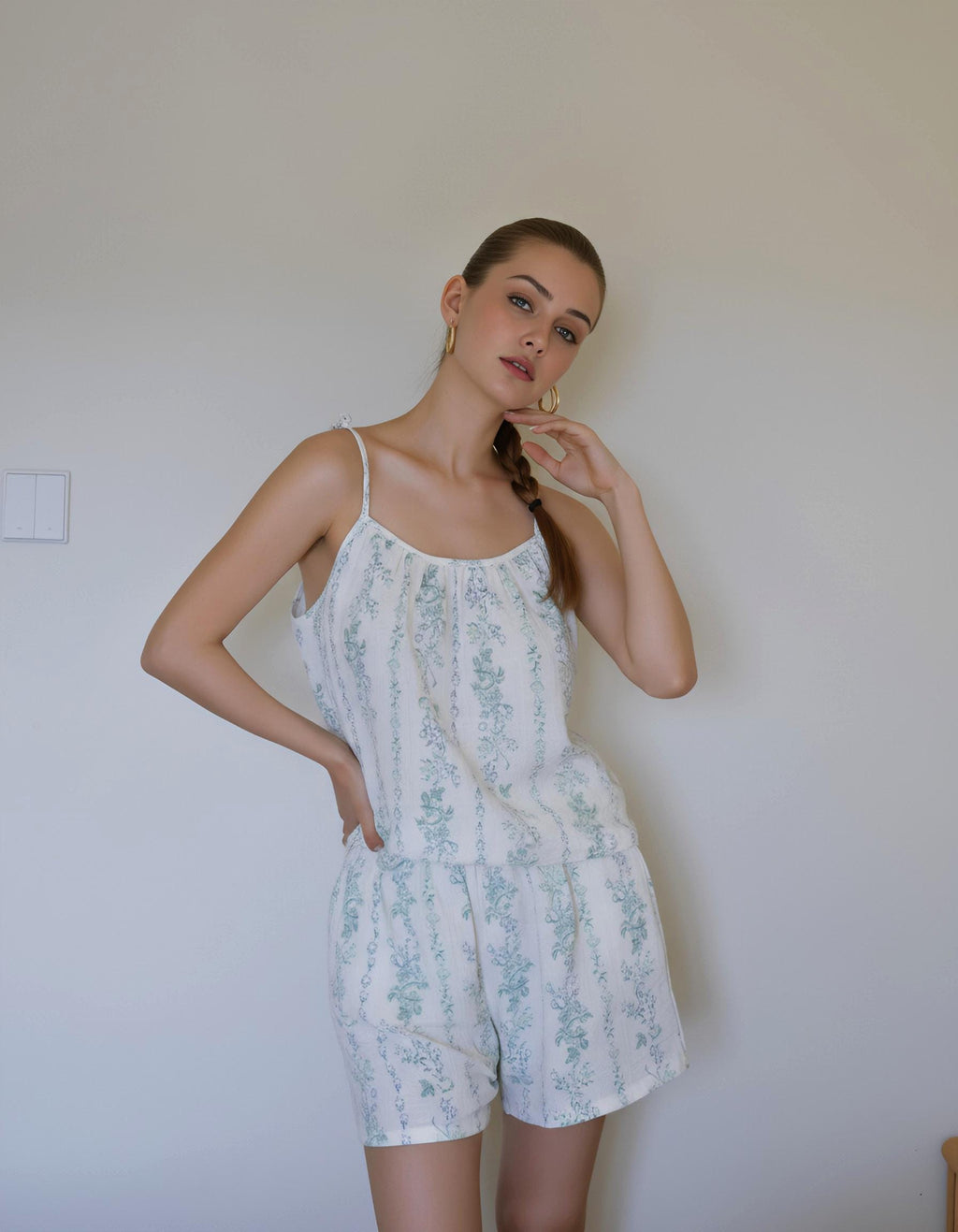 Muslin Cotton Pajama Set, Floral Tank & Shorts, Summer Sleepwear