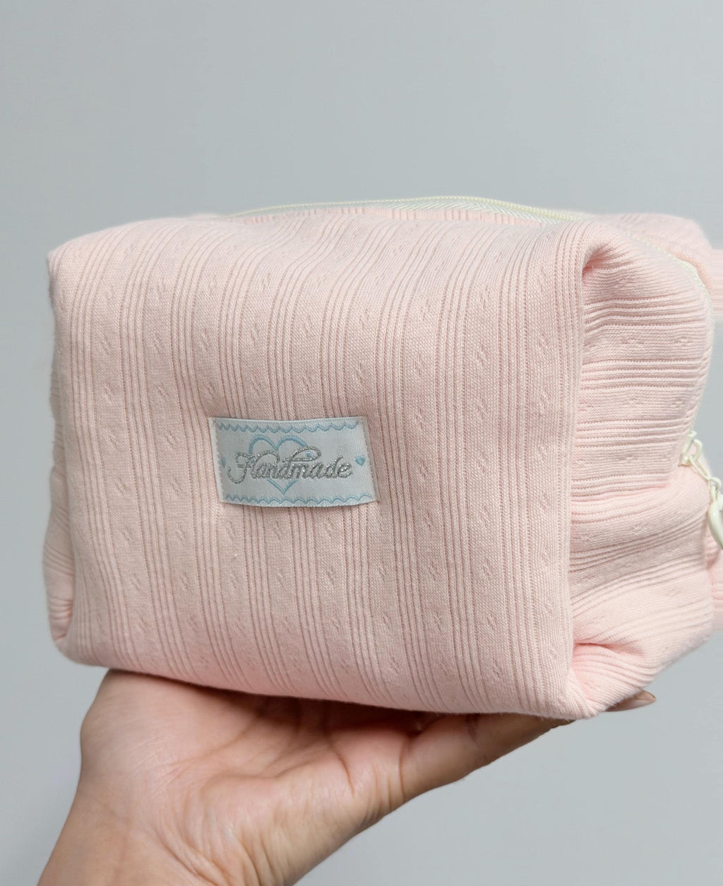 Soft Pink Makeup Bag:  Quilted Cotton Cosmetic Bag, Personalized Gift, Toiletry Bag Women, Makeup Bag, Snack Bag Pouch Travel Bag