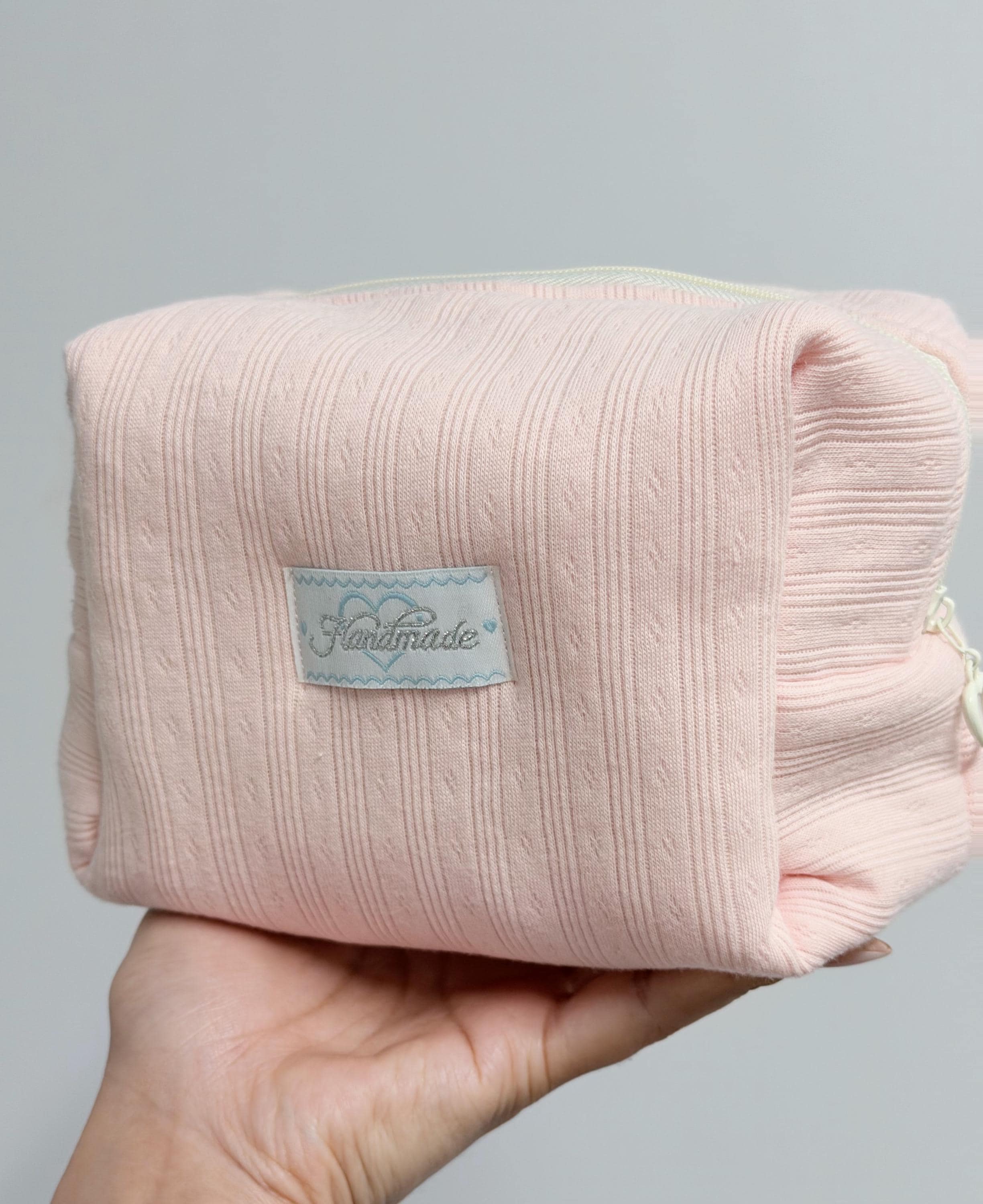 Soft Pink Makeup Bag:  Quilted Cotton Cosmetic Bag, Personalized Gift, Toiletry Bag Women, Makeup Bag, Snack Bag Pouch Travel Bag