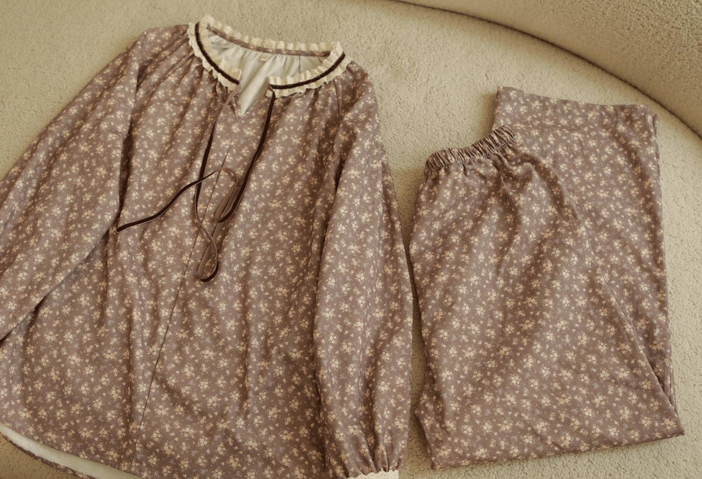 Floral Organic Cotton Pajama Set, Women's Two-Piece Sleepwear