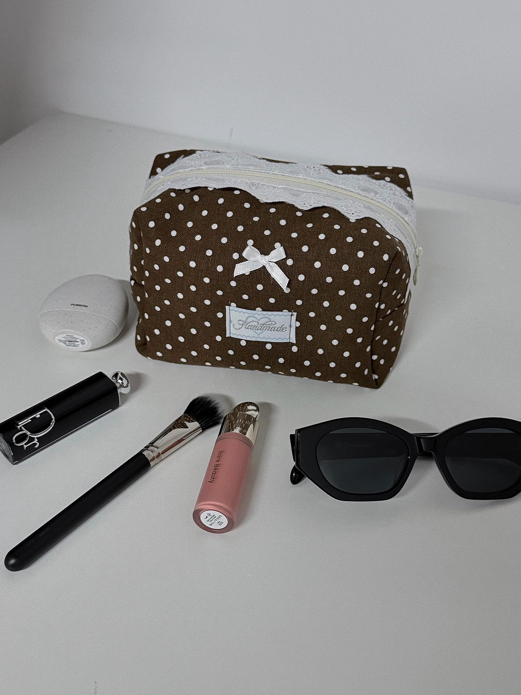 The Polka Dot Charm Quilted Makeup Bag: Style Travel Cosmetic Organizer Zipper Pouch