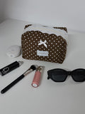 The Polka Dot Charm Quilted Makeup Bag: Style Travel Cosmetic Organizer Zipper Pouch