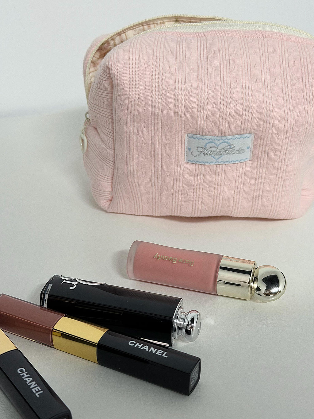 Soft Pink Makeup Bag:  Quilted Cotton Cosmetic Bag, Personalized Gift, Toiletry Bag Women, Makeup Bag, Snack Bag Pouch Travel Bag