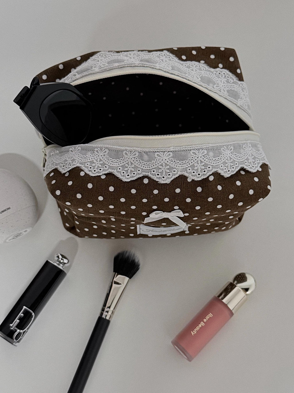 The Polka Dot Charm Quilted Makeup Bag: Style Travel Cosmetic Organizer Zipper Pouch