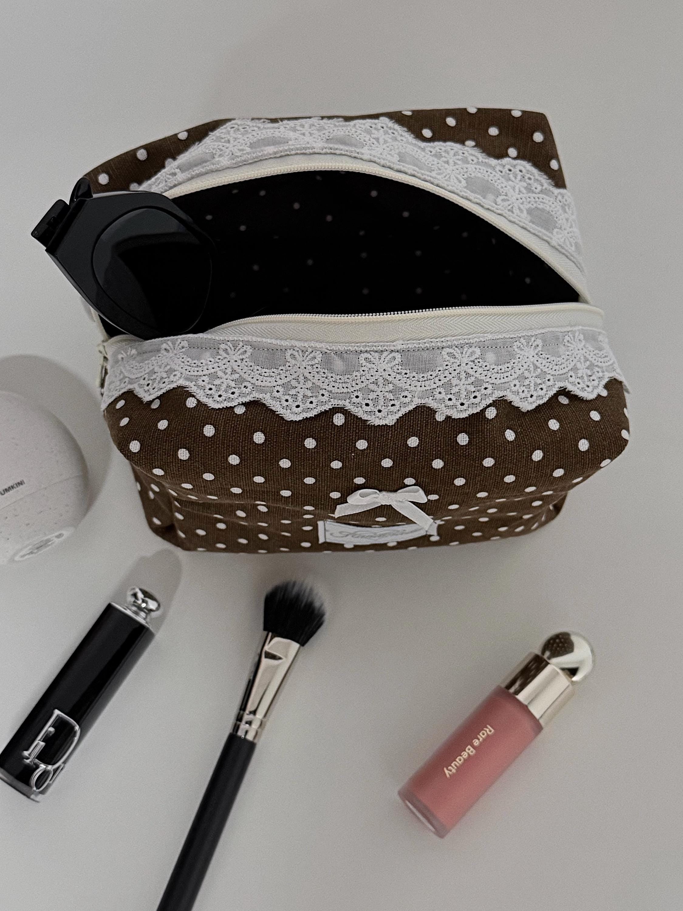 The Polka Dot Charm Quilted Makeup Bag: Style Travel Cosmetic Organizer Zipper Pouch