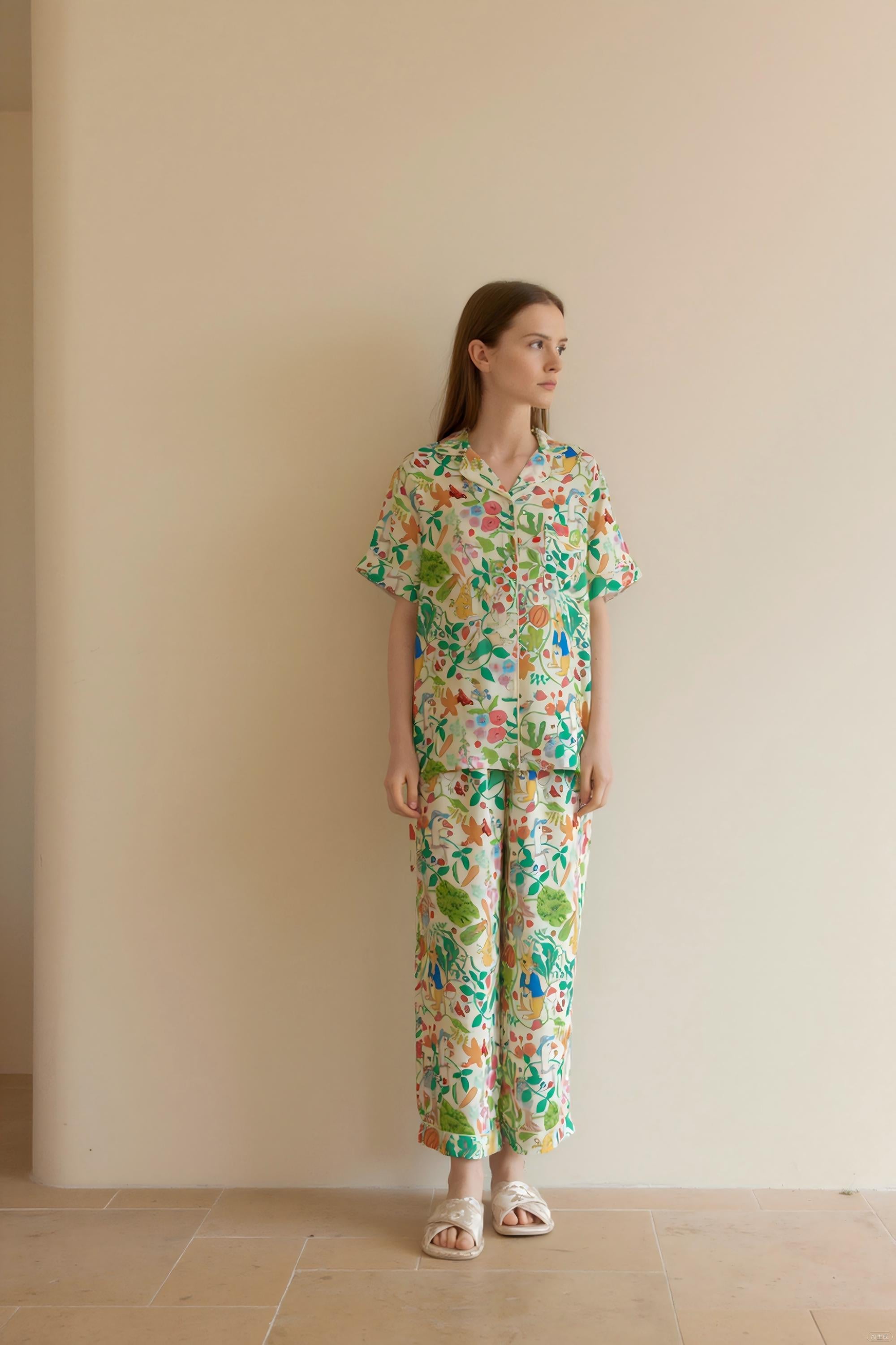 Bamboo Cotton Pajama Set: Botanical Print Loungewear