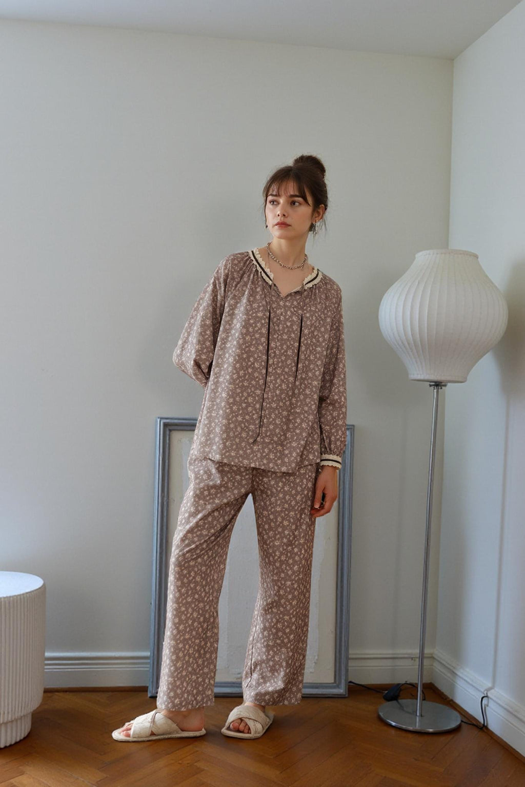 Floral Organic Cotton Pajama Set, Women's Two-Piece Sleepwear