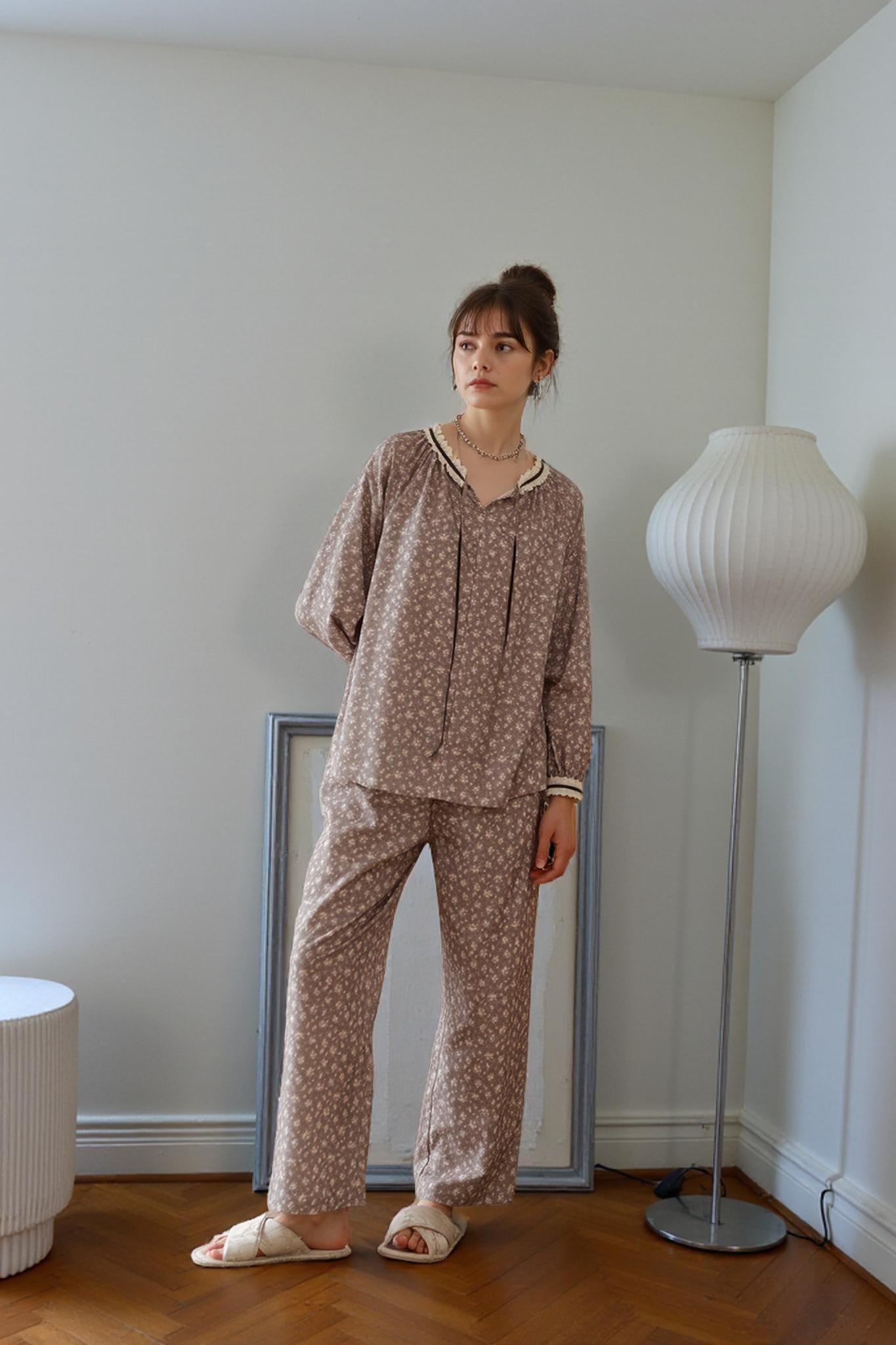 Floral Organic Cotton Pajama Set, Women's Two-Piece Sleepwear