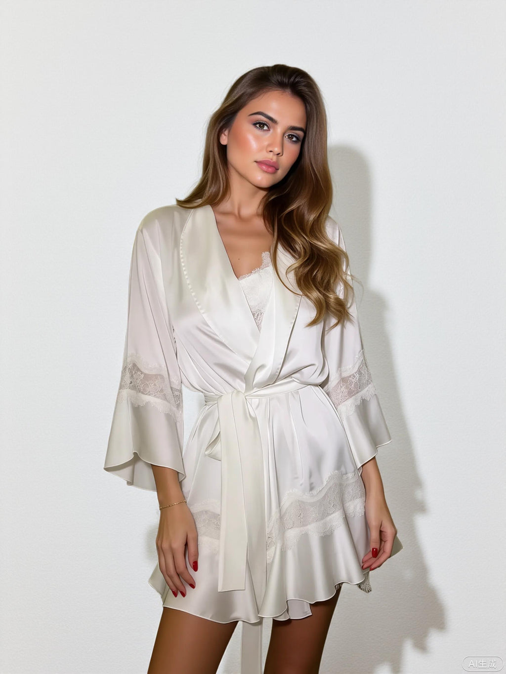 Satin Lace Robe and Slip Dress Set – Bridal Wedding Morning Loungewear