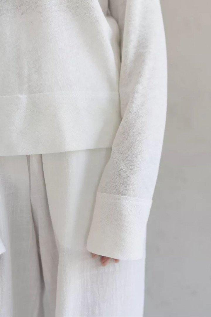 White Cotton Pajama Set, Long Sleeve Loungewear, Breathable Sleepwear
