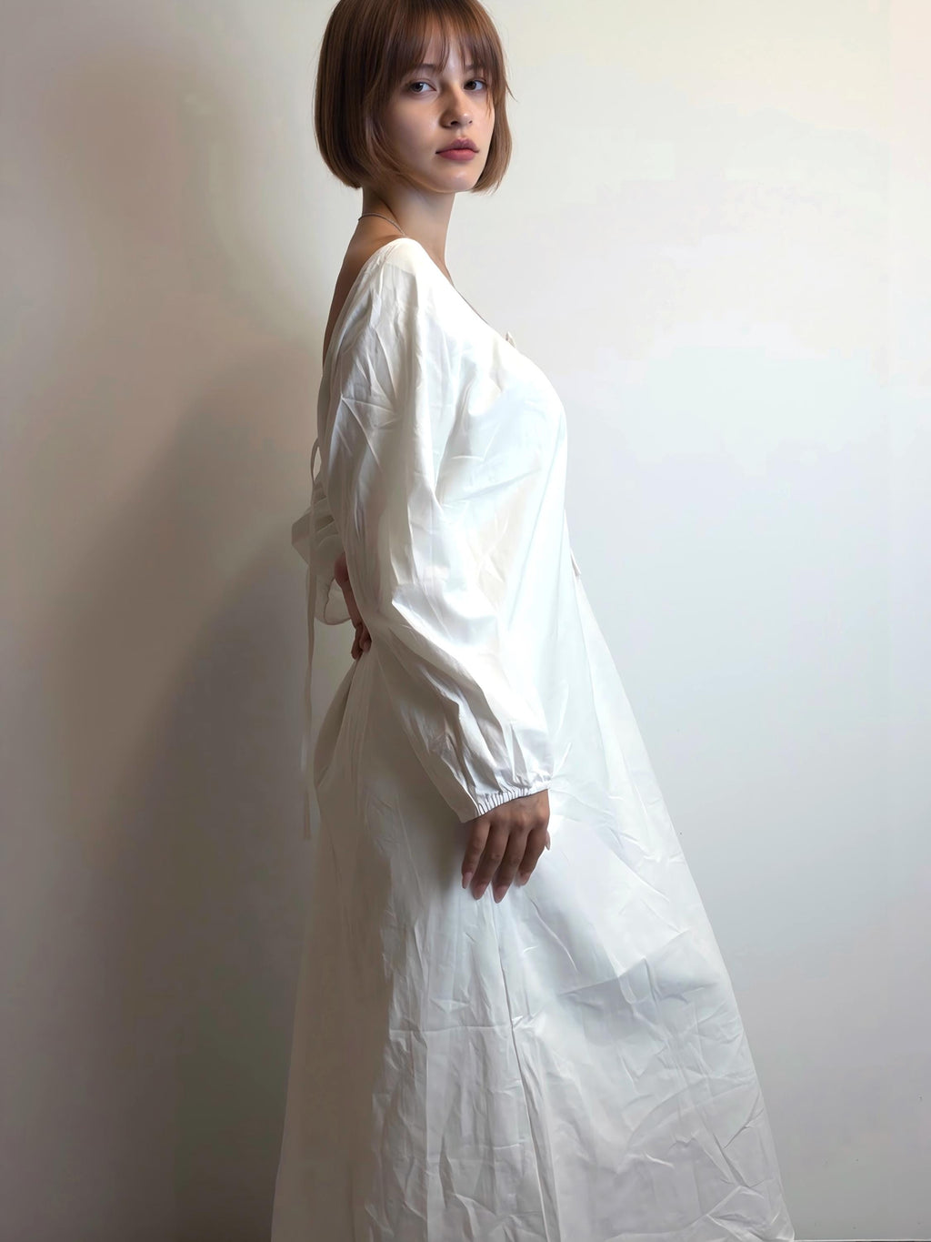 Pure cotton women wear Victorian style nightgown Sleepwear feminine white nightdress Backless nightie