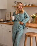 Emerald Green Cotton Pajama Set PJs Women Soft Loungewear Gift for mom