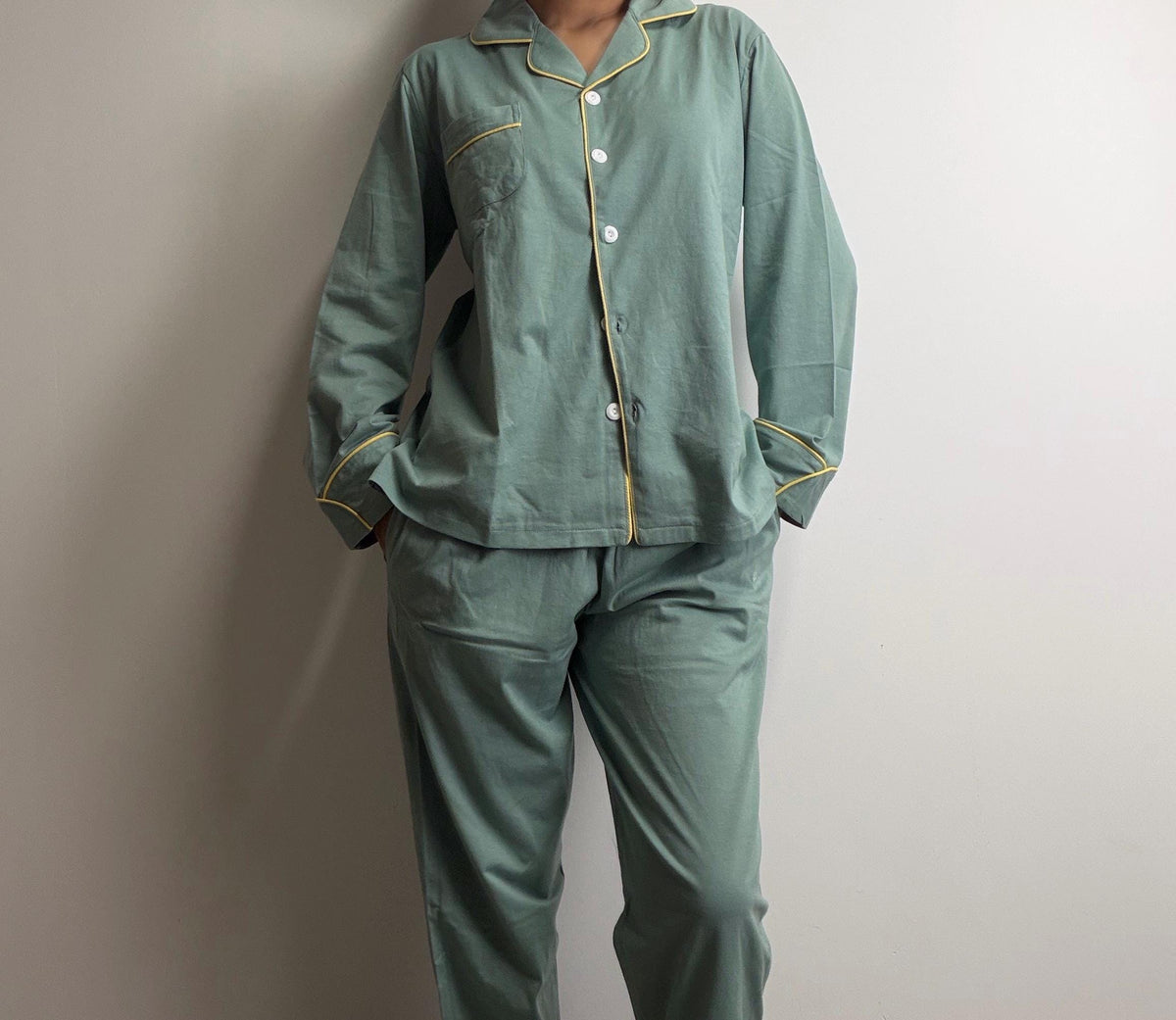 Emerald Green Cotton Pajama Set PJs Women Soft Loungewear Gift for mom
