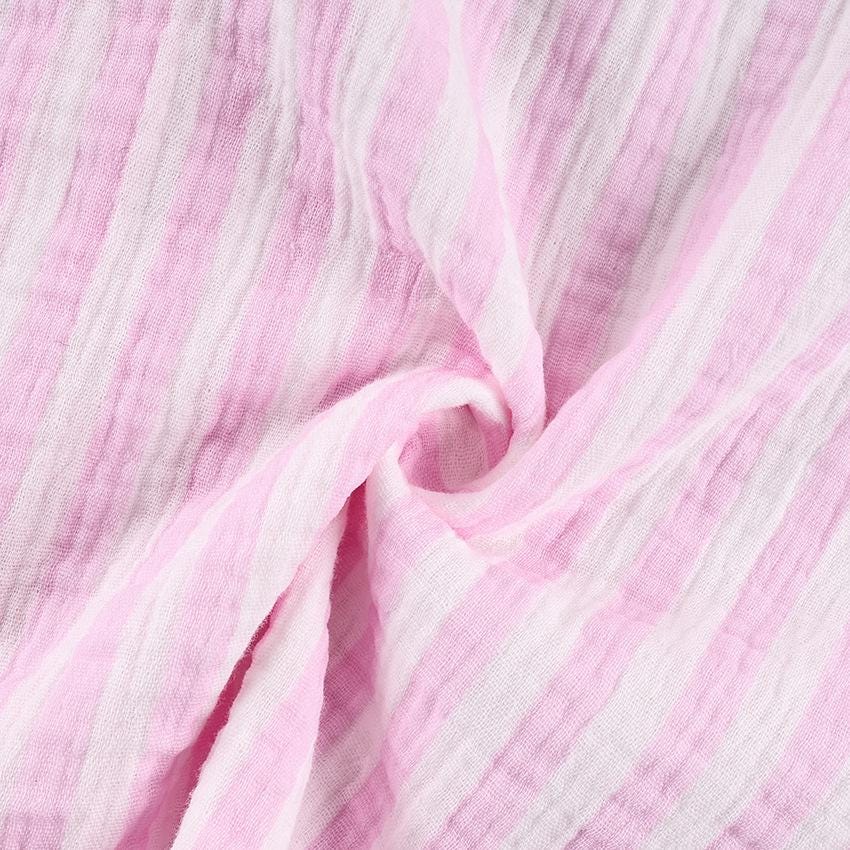 Muslin Striped Ruffle Pajama Set Women Pink Cotton Gauze Fall Sleepwear Gift for her