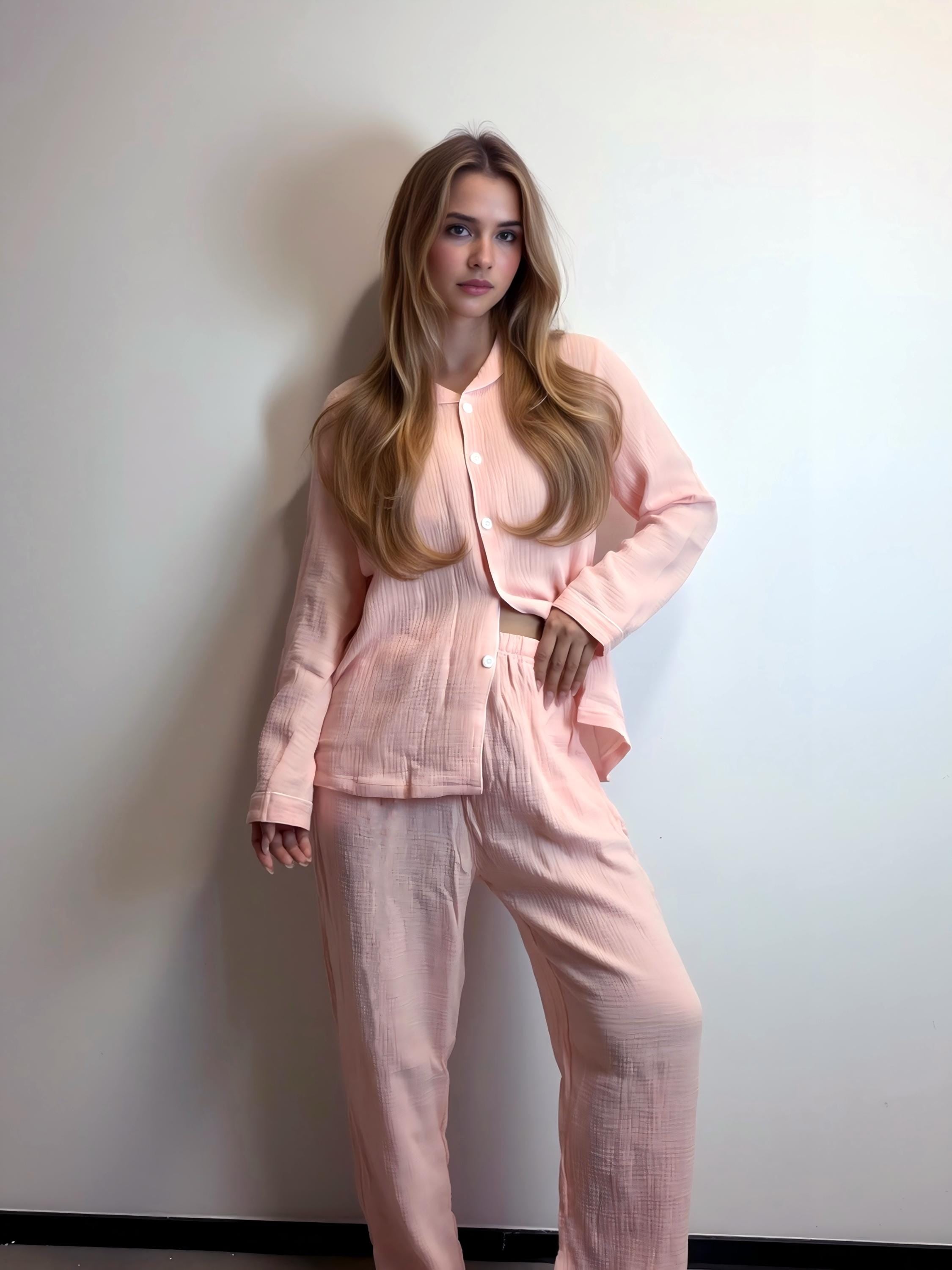 Double Gauze Cotton Pajama Set Women | Muslin | Lounge Set Soft Breathable Sleepwear