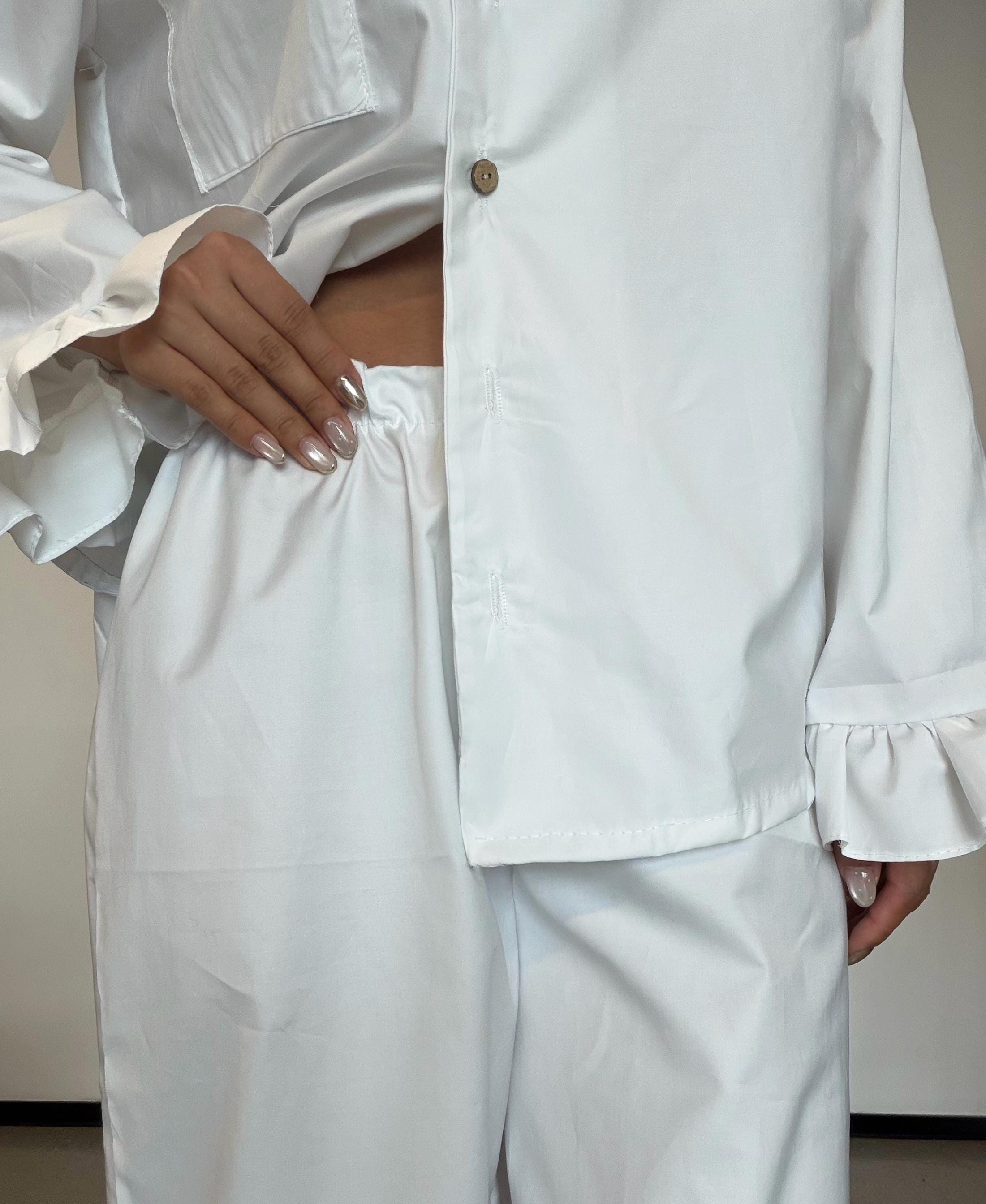 100% Organic Cotton Pajamas Bridal Lounge Set with Ruffles